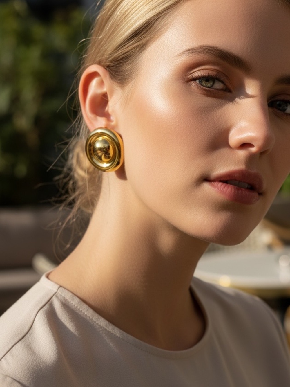 Elegant Gold Dome Earrings NWOT